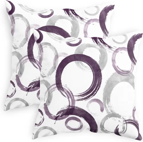 Vista 9 de CaliTime Juego de 2 fundas de almohada decorativas con estampado de círculos geométricos de tinta y lavado, para sofá, cama, decoración de casa