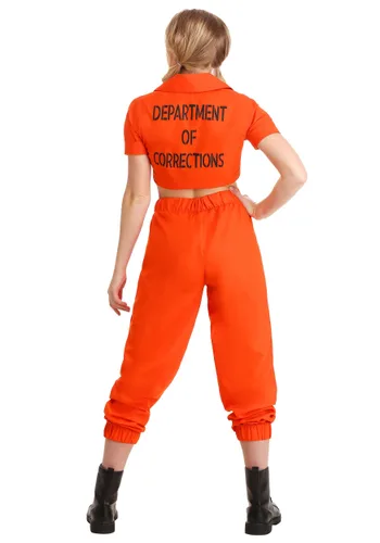 Vista 2 de Disfraz de Mujer Presa Naranja Multicolor