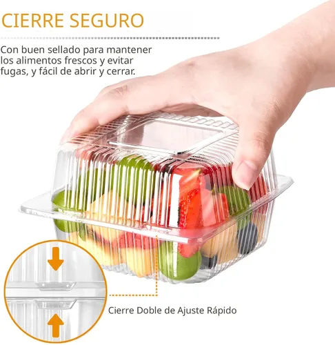 Vista 3 de Zezzxu - Recipientes desechables cuadrados para tartas con tapas con bisagras, paquete de 50