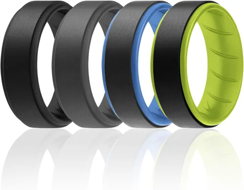 Vista 21 de ROQ Anillo de boda de goma de silicona para hombre, ajuste cómodo, anillo de boda para hombre, duradero, anillo de compromiso de goma transpirable