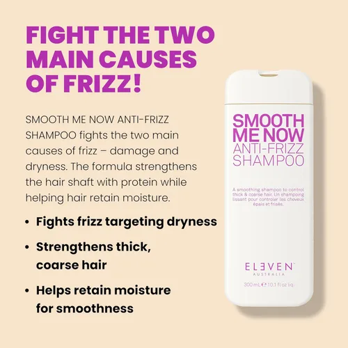 Vista 2 de ELEVEN AUSTRALIA El champú Smooth Me Now Anti-Frizz fortalece el cabello mientras ayuda a retener la humedad
