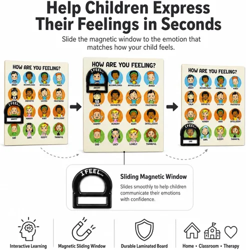 Vista 2 de L Learning Toy Boxes Tabla magnética de sentimientos y emociones para niños How I Am Feeling Emotion Imanes Feeling Poster Daily Mood Behavior Chart
