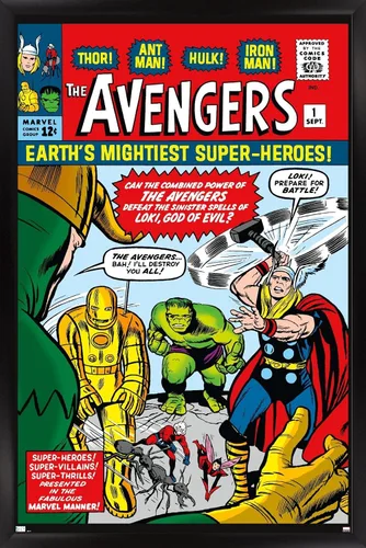 Vista 8 de Trends International Marvel Comics Avengers #1 - Póster de pared, 22.4 pulgadas de largo x 14.7 pulgadas, versión enmarcada en madera de granero