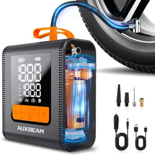 Vista 8 de AUXBEAM Inflador de neumáticos de la serie H4, compresor de aire portátil, 150PSI 2 en 1, inflador de neumáticos de automóvil, portátil, 4 modos