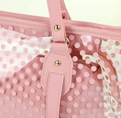 Vista 3 de FTSUCQ - Bolso de mano transparente para mujer diseño de lunares