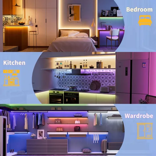 Vista 2 de PAUTIX COB - Tira de luces LED, RGBW luces LED RGB+2700K blanco cálido, certificación UL, sin puntos, 24 V, cinta LED que cambia