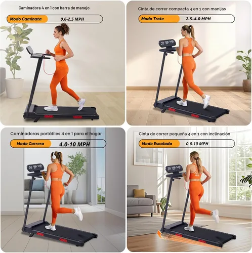 Vista 2 de Walking Pad Treadmill with Incline, 2026 Upgrade Portable Treadmill with Handles for Home Small, 3.5HP Small Walking Pad with Handle Bar, Negro-1
