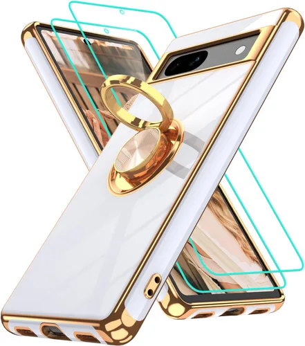 Vista 364 de Funda para Motorola Moto G 5G 2024: Funda Moto G Play 5G 2024 con 2 piezas de protectores de pantalla, soporte de anillo de rotación de 360°