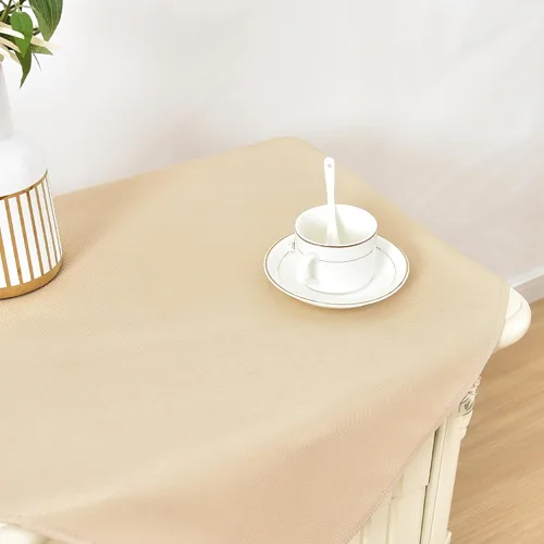 Vista 3 de Wolkemer - Paquete de 2 manteles cuadrados pequeños de 24x24 pulgadas, color beige, lavables, de tela, para cubierto de mesa de mesita de noche