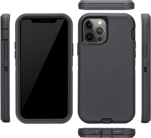 Vista 2 de MAXCURY Funda para iPhone 12, iPhone 12 Pro, fuerte 3 en 1 de protección de cuerpo completo, funda de goma de silicona resistente a prueba de golpes