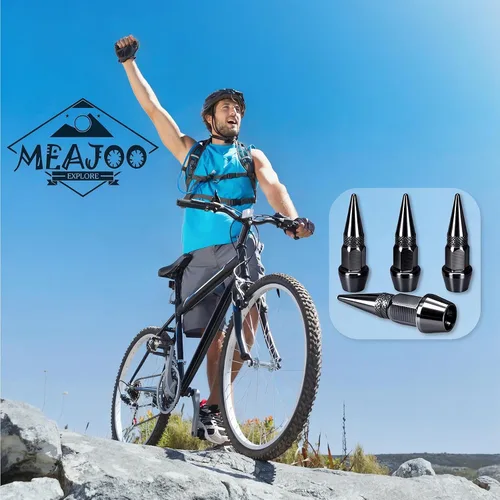 Vista 4 de 4 piezas de tapas de válvula de neumático con estilo púas, cubiertas de válvula de neumático universales de aleación de aluminio a prueba de polvo