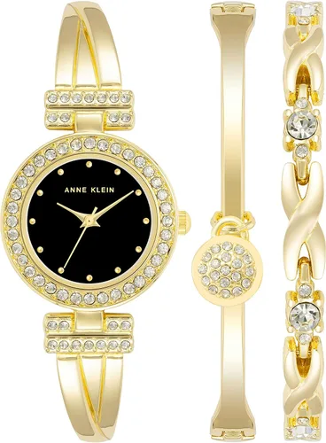 Vista 10 de Anne Klein - Juego de reloj tipo pulsera para mujer con detalles de cristal de primera calidad y brazalete