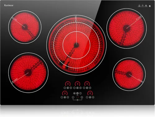 Vista 8 de Karinear Placa eléctrica de 2 quemadores, estufa eléctrica de 110 V, control de perilla de 2000 W y sensor táctil placa eléctrica para encimera