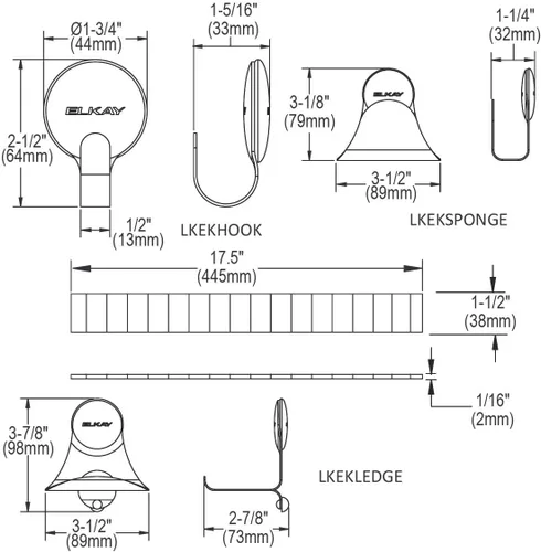 Vista 3 de Elkay LKSMHSL Sinkmate Kit con gancho, soporte de esponja y repisa