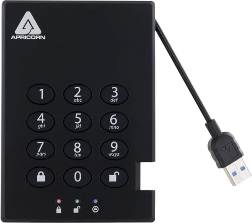Vista 2 de Apricorn 500GB Aegis Candado USB 3.0 256-bit AES XTS Hardware Cifrado Disco Duro Portátil Externo (A25-3PL256-500)