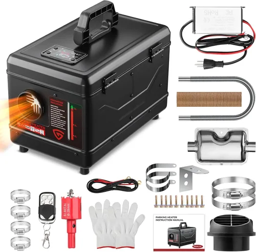 Vista 2 de Calentador diésel 12V/24V/110V 8KW portátil Caja de herramientas Diesel Calentador de estacionamiento con APP Control remoto y cargador Pantalla LCD