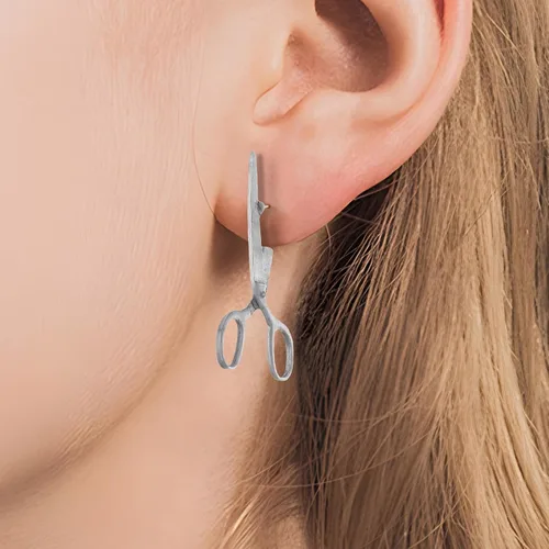 Vista 6 de Estilo vintage Tijeras Stud Pendientes para las mujeres Funky Gothic Shears Pendientes de diseño único Joyería Creativa Regalo Dorado/Plata