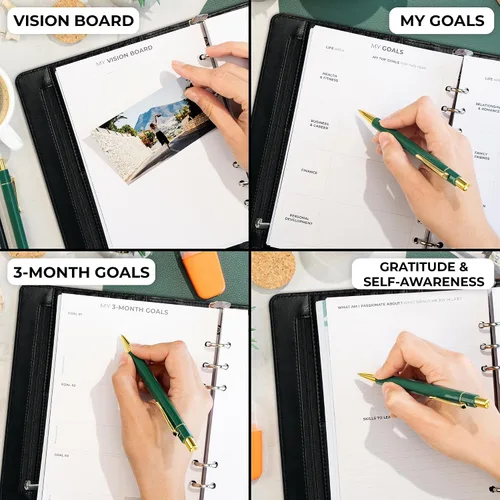 Vista 6 de Clever Fox Carpeta de agenda semanal, Agenda para fijar objetivos para administración del tiempo y tareas semanales, Organizador del trabajo y vida