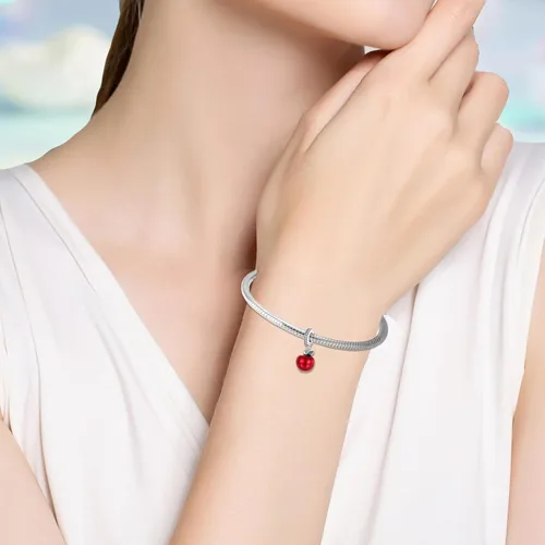 Vista 4 de Abalorios de plata de ley 925 para pulseras, dijes de amor y corazón, flor de cerezo, joyería para mujer