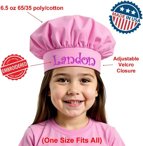 Vista 8 de Delantal bordado personalizado y sombrero de chef para niños y niñas, regalo divertido en la cocina (añade un juego de nombre, largo con sombrero)