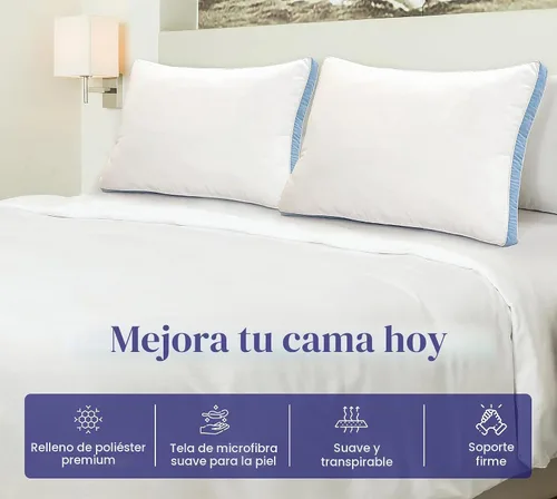 Vista 8 de ROYALE LINENS Juego de 2 almohadas de tamaño estándar, almohada de cama para dormir, almohada refrescante para dormir de espalda, estómago