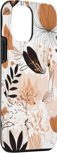 Vista 3 de Funda para iPhone 12 mini con diseño de flores silvestres neutras y estéticas, color crema