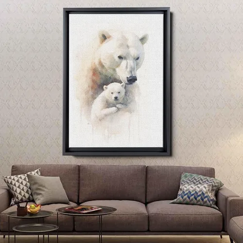 Vista 4 de Fox Mother Cub Print, In The Style Of Stencil-Based, Ivory, Kids Wall Art, Kids Wall Art Display, Mom And Baby Animal Art Print