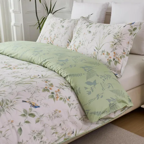 Vista 24 de Helthep Funda de Edredón Floral Tamaño Queen Full, Funda de Edredón de Algodón 100% Lavable Tamaño Full (80" x 90") con 2 Fundas de Almohada