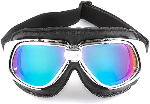 Vista 12 de Anteojos de seguridad para motociclismo, motonetas, medio casco clásico para Vespa, estilo aviador, plegable con lentes transparentes T008 Marco
