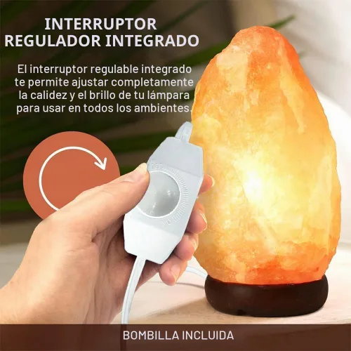 Vista 5 de SCOMX Cable de lámpara de sal blanca del Himalaya, interruptor de atenuación, bombilla de Navidad, cable de lámpara de sal con control de intensidad