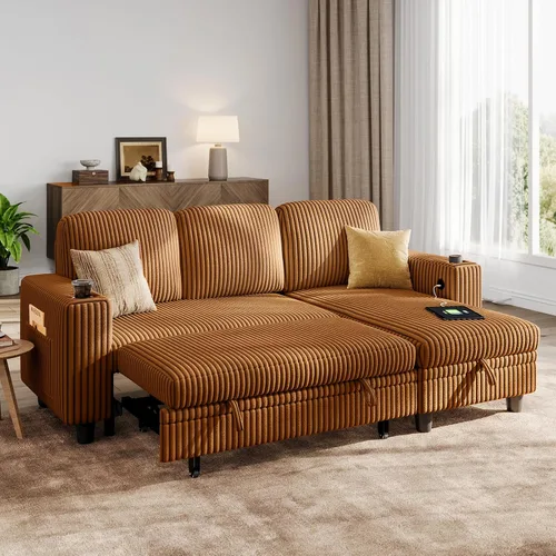 Vista 20 de LINSY HOME Sofá Loveseat con Almacenamiento - Cómodo Sofá de Pana Suave de 2 Plazas con Carga USB y Portavasos, Loveseat de Asiento Profundo