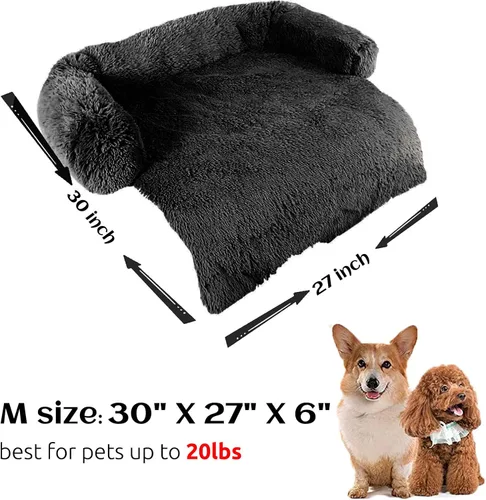 Vista 5 de HACHIKITTY Tapete calmante para sofá cama para mascotas, funda de sofá lavable y esponjosa para perros y gatos, parte inferior antideslizante