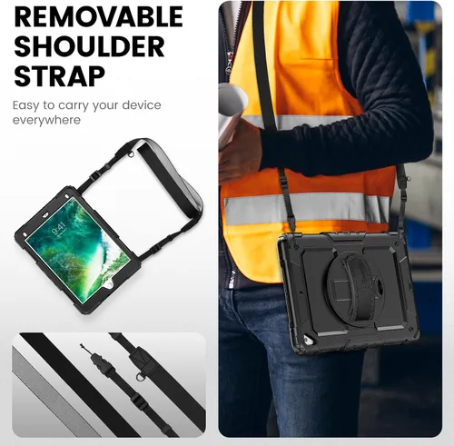 Vista 6 de Timecity - Funda para iPad de 6ª y 5ª generación, 9,7 pulgadas, 2018/2017, con soporte giratorio, silicona, carcasa protectora de PC de repuesto