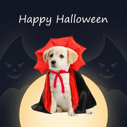 Vista 5 de Disfraz de vampiro para perro de Halloween, capa de perro de Negro&rojo