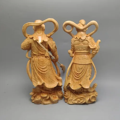 Vista 7 de Feng Shui Decor Estatua de Guan Gong, estatua de madera maciza del Dios de la riqueza Guan Yu, decoración de oficina en casa, figura de Guan Di