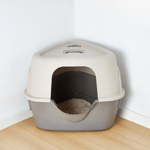 Vista 6 de Amazon Basics Caja de arena para gatos con tapa, sin ensuciar, estándar, unisex, carbón, 26 x 23 x 20 pulgadas
