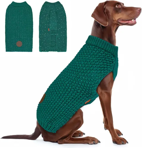 Vista 17 de KYEESE Suéter para Perro con Agujero para Correa para Perros Pequeños Machos Suéter Cálido con Hilo Reflectante Tejido Suave Ropa para Perros Machos