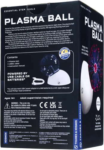 Vista 3 de Thames & Kosmos La Bola de Plasma Esencial de STEM Dispositivo Científico Clásico, Esfera de Vidrio Fresca de 5 Pulgadas, Espectáculo de Luz