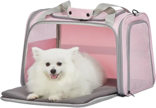 Vista 16 de PETSFIT Transportador de mascotas aprobado por aerolíneas con alfombrilla extensible, transportador de perros para perros pequeños, aprobado por