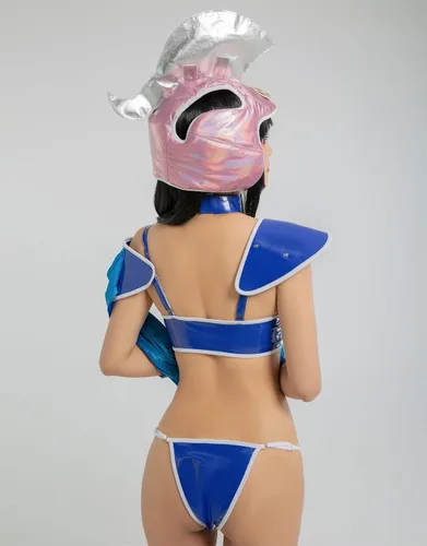 Vista 5 de Miccostumes Disfraz de anime para mujer y niña, con gorro, guantes y accesorios para cinturón