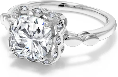 Vista 59 de Gem Stone King Anillo de compromiso de plata de ley 925 de 0.315 in con piedra natal y zafiro blanco creado Anillo de compromiso de boda