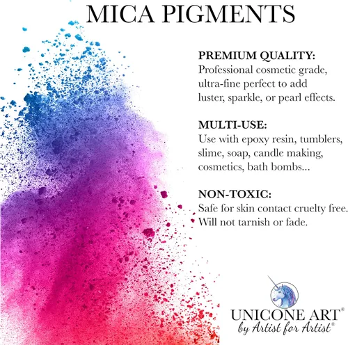 Vista 4 de Pigmento de polvo de mica de cristal triturado (1.98 oz) multiusos para manualidades y manualidades, grado cosmético, jabón, resina epoxi, pintura