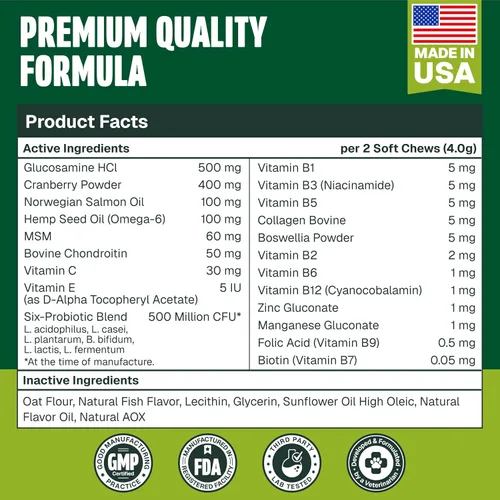 Vista 7 de Vitaminas y suplementos para perros, 250 masticables, multivitamínicos 26 en 1, masticables suaves con glucosamina, condroitina, probióticos, Omega
