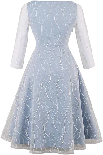 Vista 2 de Kimring Vestido vintage de cóctel con manga 34 de encaje y acampanado, para mujer, Small-4X-Large