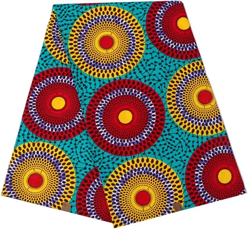 Vista 2 de BintaRealWax Tela africana de 6 yardas 100% algodón Ankara Kente Print Fabric Paño geométrico circular rojo de la impresión de la cera