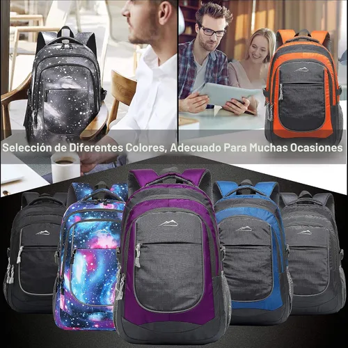Vista 7 de ProEtrade Mochila para universidad, viajes, negocios, senderismo, apta para laptop de hasta 15.6 pulgadas, Negro, 15,6 pulg., Mochilas Daypack