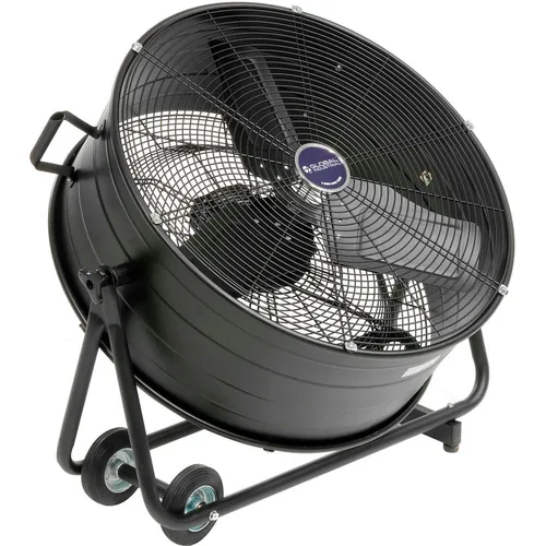 Vista 2 de Global Industrial Ventilador de tambor inclinable portátil de 24" de diámetro, 7700 CFM, 1/3 HP, 1 fase, 2 velocidades, 120 voltaje, 1100 RPM