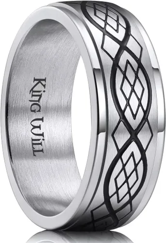 Vista 14 de King Will Anillo giratorio de acero inoxidable 316L para hombres y mujeres, 0.315 in de dragón/nudo celta, anillo para ansiedad para aliviar