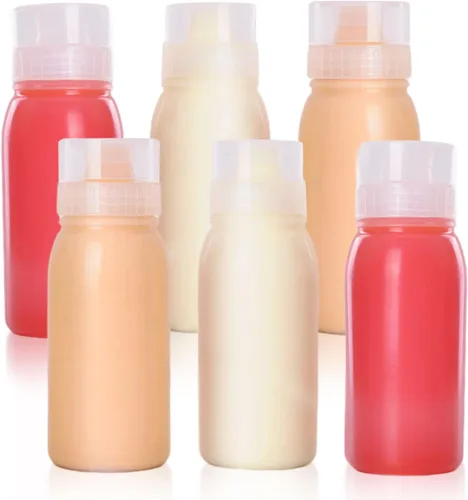 Vista 8 de Botellas exprimibles porosas de condimentos, recipiente pequeño para aderezo para ensaladas y salsa, botella multiboquilla, 6 piezas, 6 onzas, 5