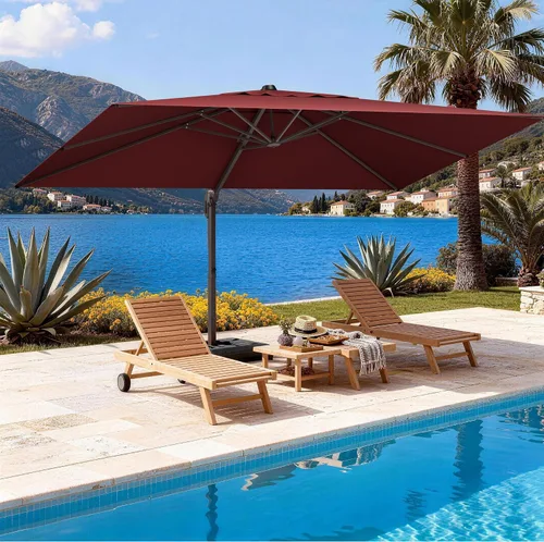 Vista 87 de Sombrilla de 10 x 13 pies para exteriores, sombrilla grande rectangular con viga voladiza, resistente, con rotación de 360°, sombrilla con Beige